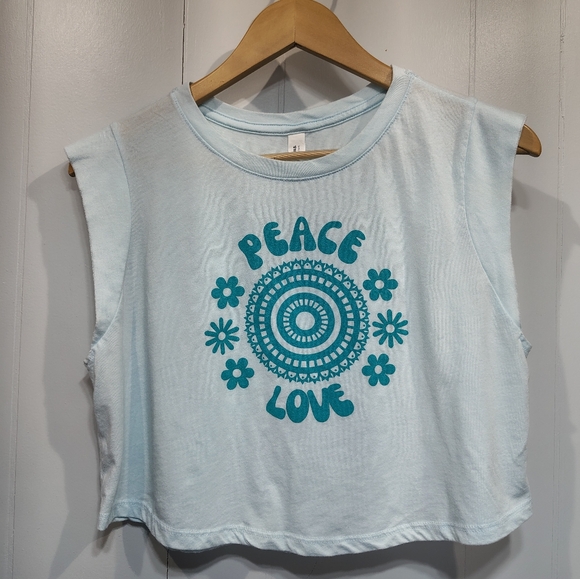 Bella Canvas Tops - Bella Canvas Cropped Graphic Tee Medium Peace Love Mandala Tank Top